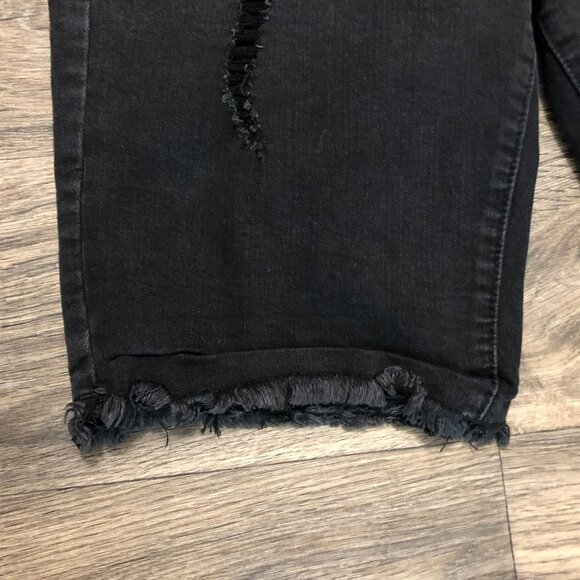 Candie's Black Distressed Bermuda Jean Shorts Size 11 - Picture 6 of 7